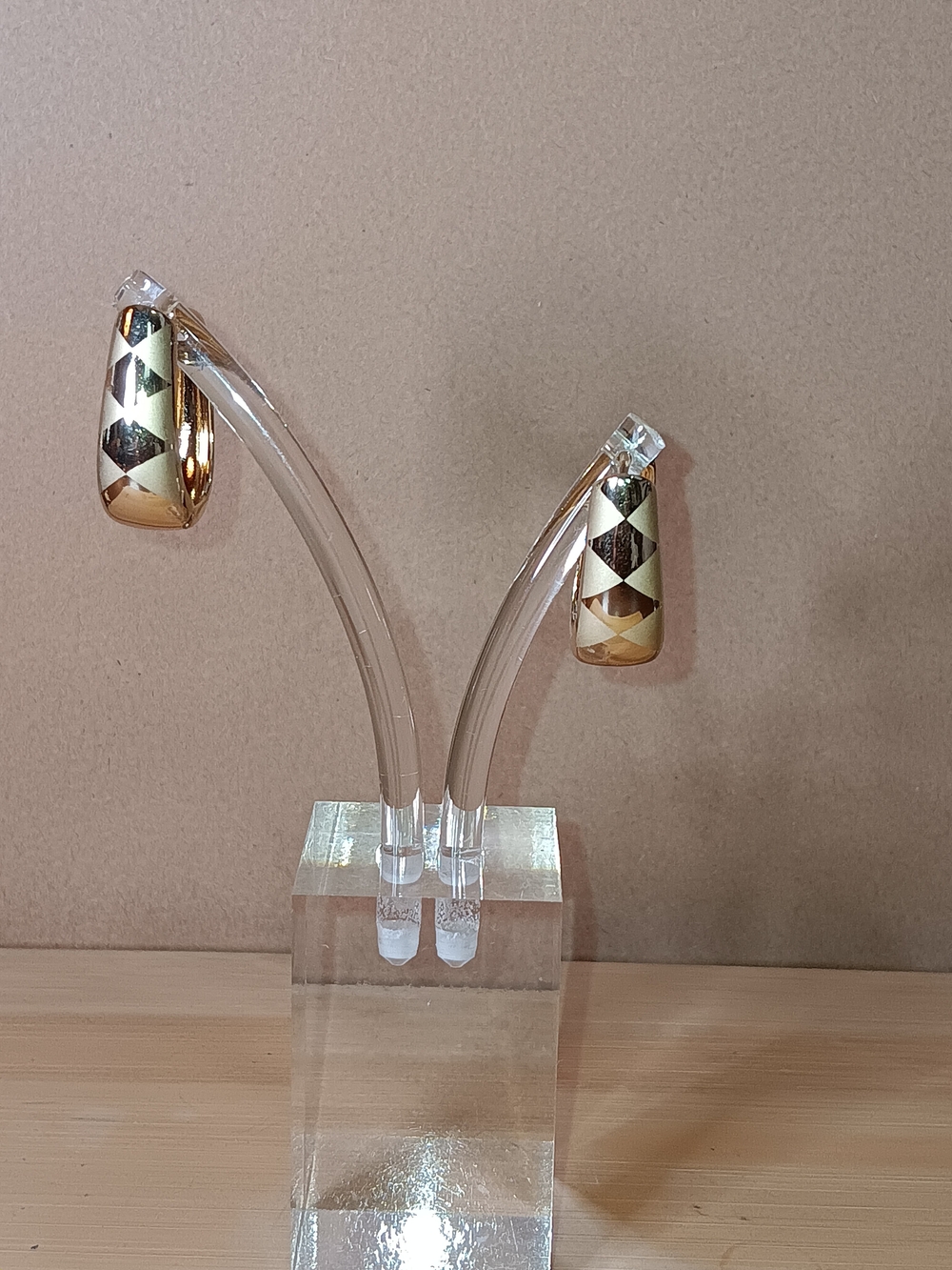Gold Tone Geometric Drop Earrings